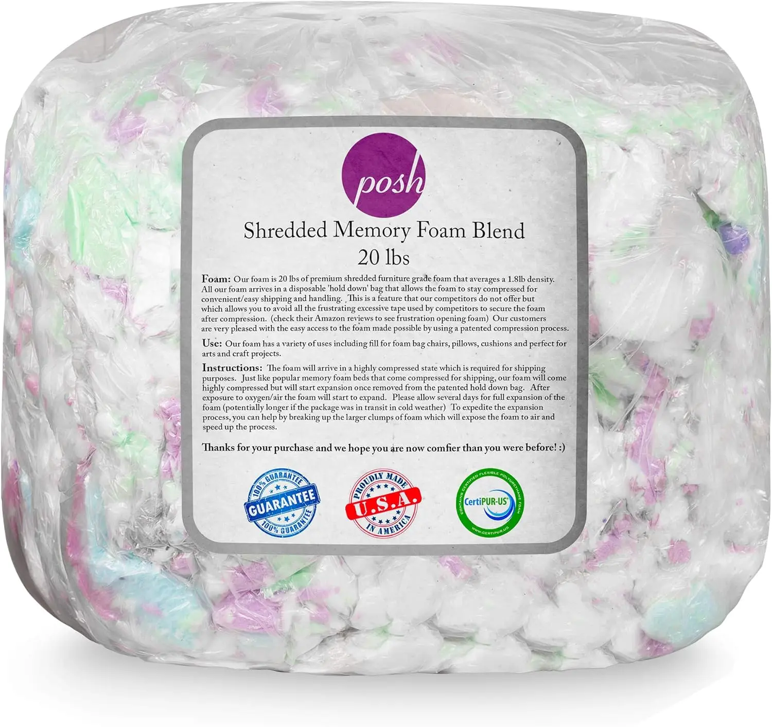 

Foam Filling Bean Bag Refill, 20Lbs, Multi-Color