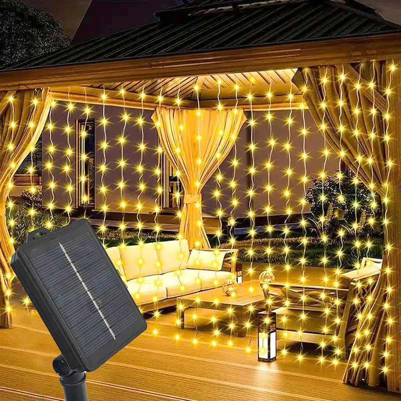 

6M 3M Outdoor Solar LED Curtain Light String Garden Yard Pavilion Christmas Fairy Garland Lamp Holiday Wedding Party Decoration