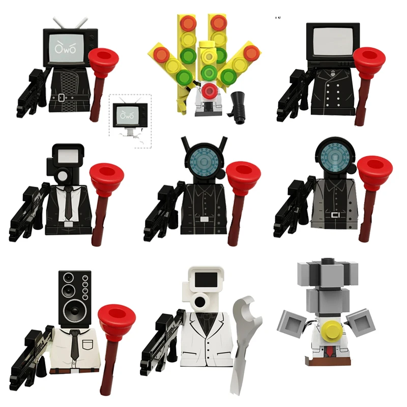 KDL818 LG1009 Skibidi Toilet Anime Cartoon Bricks Dolls Cameraman Speakerman TV Man Mini Action Toy Figures Building Blocks