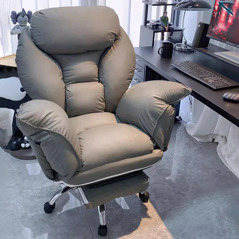 Minimalist Grey Office Chair Beautiful Footrest Comfy Luxury Gaming Chair Stylish Premium Silla Gaming Office Furniture