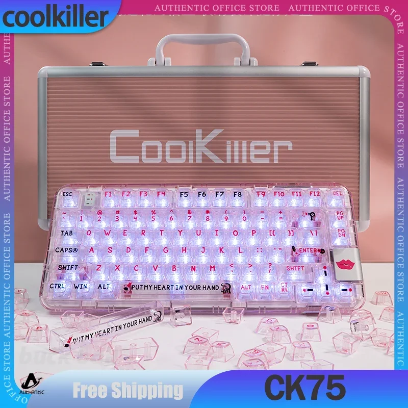 

Coolkiller Ck75 Mechanical Keyboard 3 Mode 2.4G Bluetooth Wireless Keyboards Transparent Hot Swap Pc Gasket Gaming Keyboard Gift