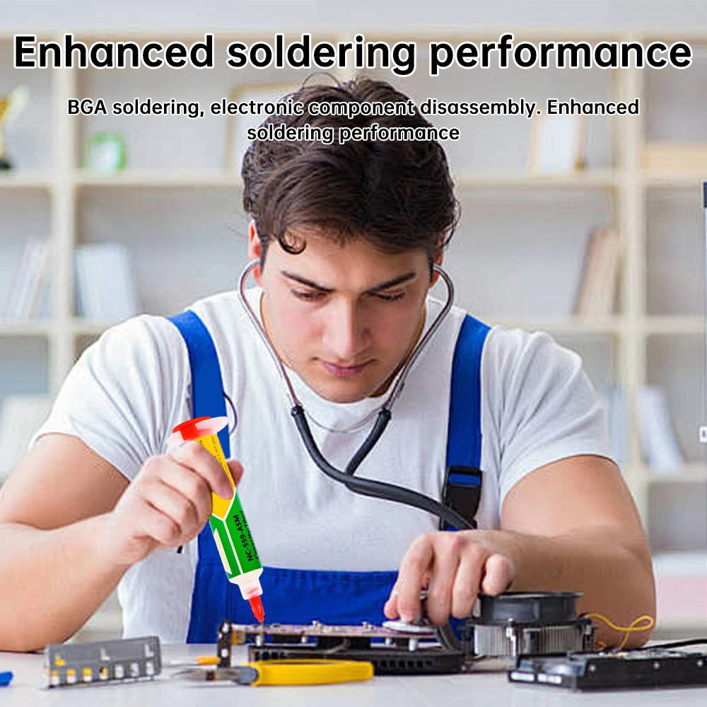 10ml NC-559-ASM Solder Paste Repair Type Needle Cylinder Welding Paste Lead-free Syringe for Phone Repair, Circuit Welding Tools