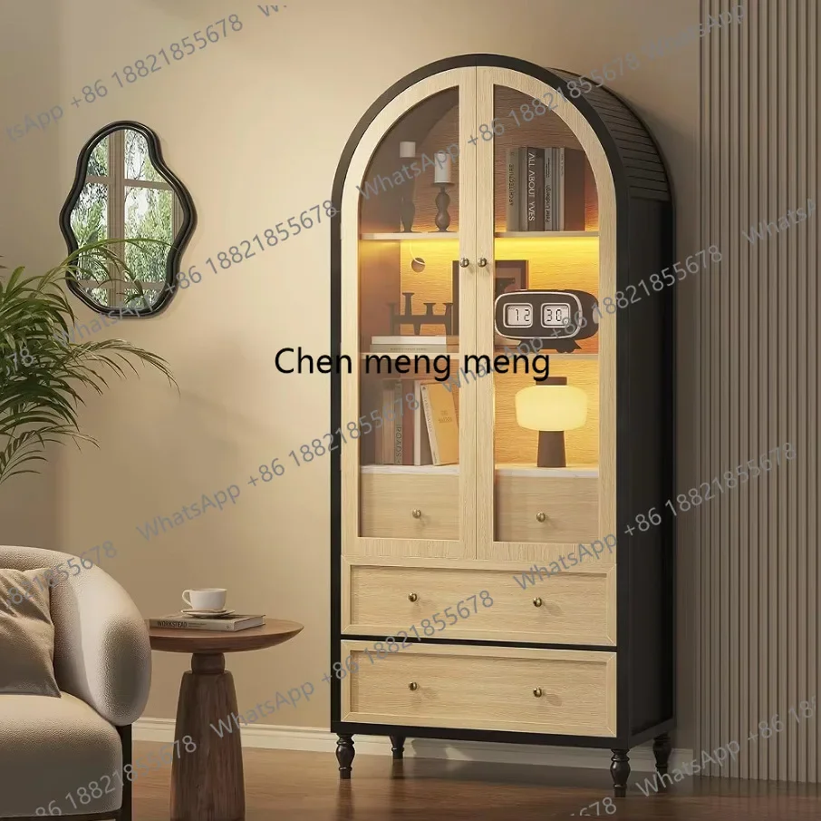 

Household light luxury solid wood locker Arched solid wood dining side wine cabinet storage cabinet Living room ornament