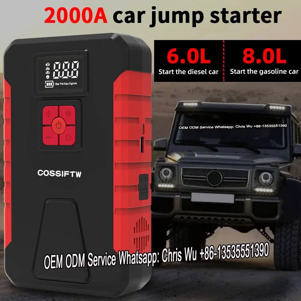 2024 New Design Multi-function Jump Starter Digital Tire Tyre  Inflators Car Air Pump Compressor 150PSI 10000mAh battery booster