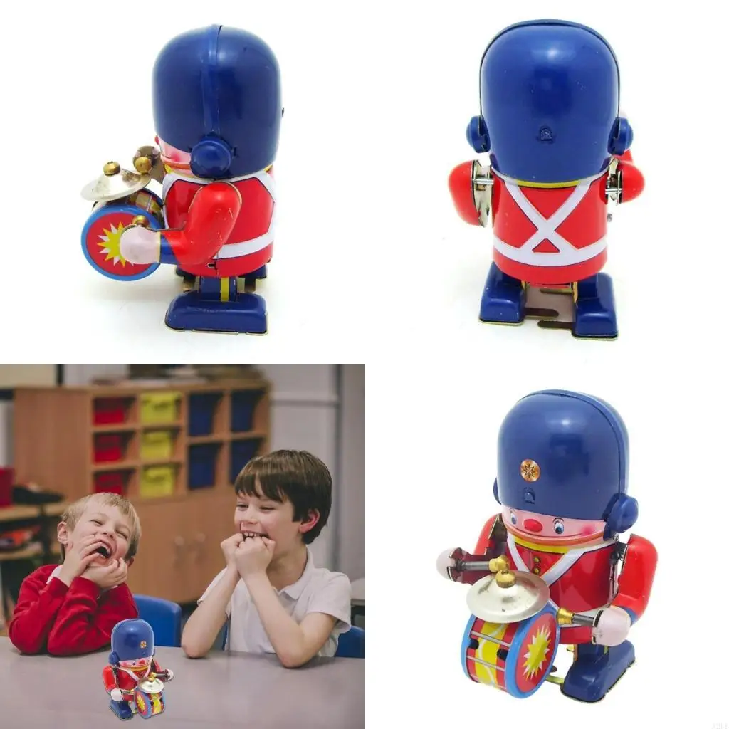 Handgemaakte blikdrummer Soldaat Robot Classical Wind Toy voor volwassenen A2ub