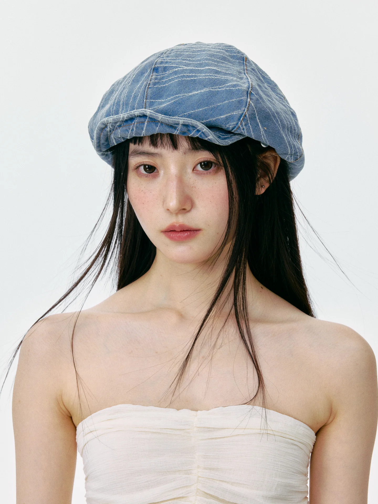 レトロストリートスタイルデニムニュースボーイキャップ女性春夏秋韓国雰囲気小顔八角形ダックビルハット