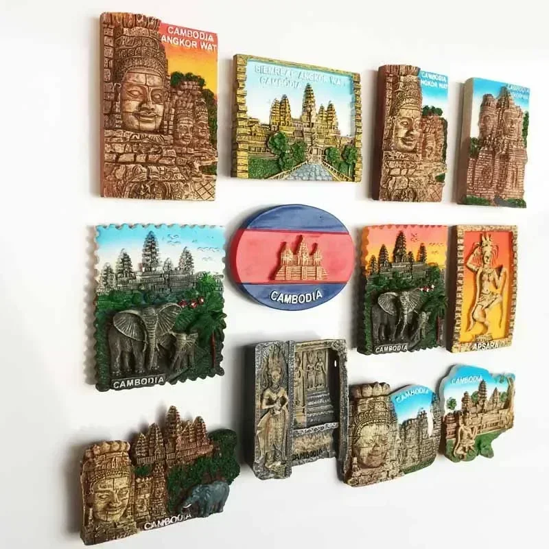 Cambodia Fridge Magnets Southeast Asia Tourist Souvenirs Magnetic fridge Sticker Angkor Wat  Apsara Stickers for Refrigerator