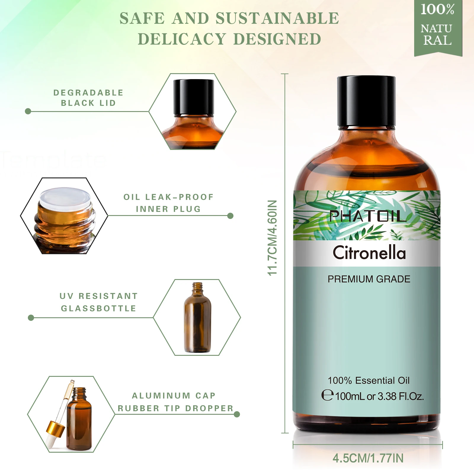 100ml Citronella Essential Oil Diffuser Pure Natural Lavender Eucalyptus Vanilla Peppermint Basil Tea Tree Cloves Aromatic Oil