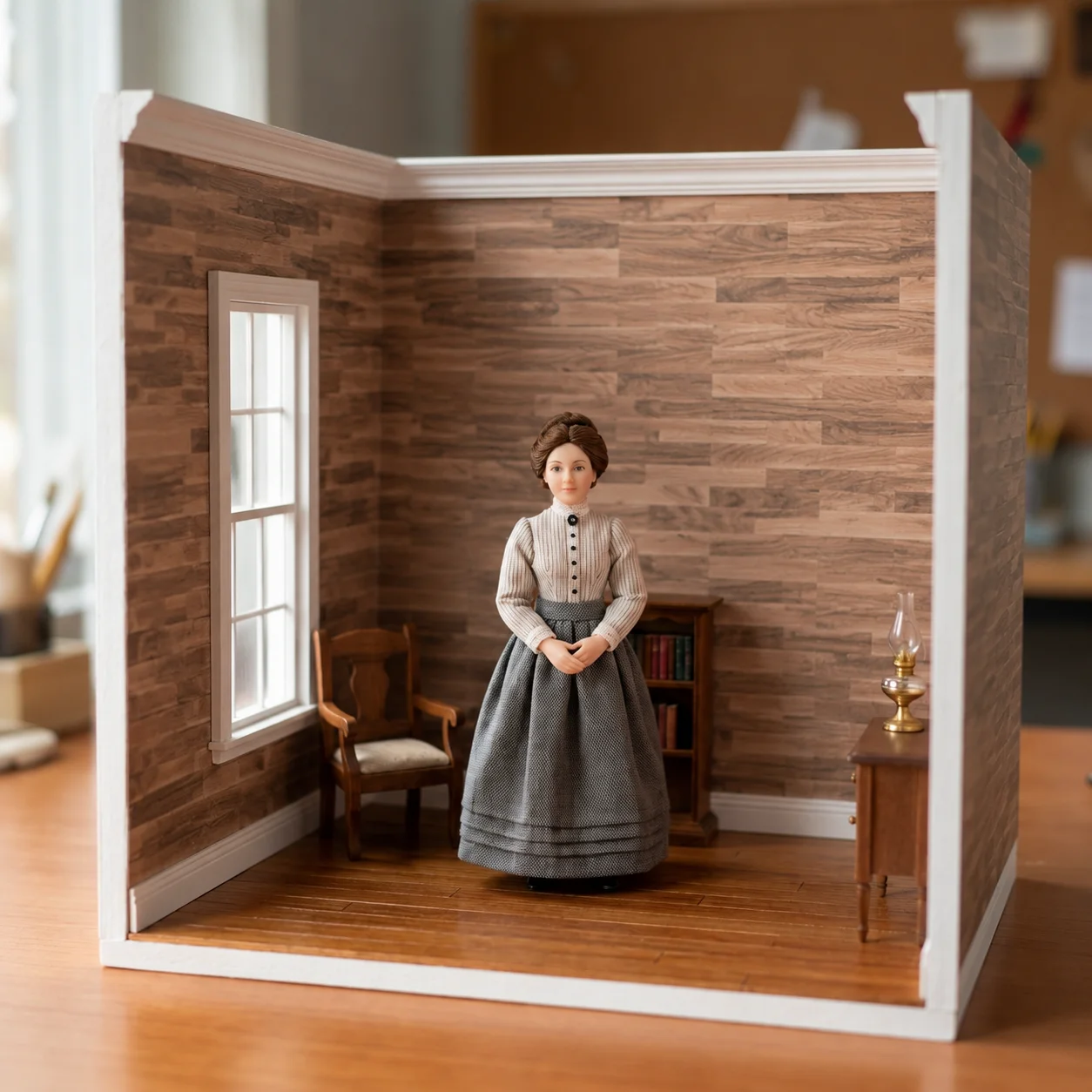 5PCS Self‑Adhesive Dollhouse Texture Stickers A4 Size, Brick Wall Wood Floor Decals for Miniature Diorama Model Building Decor