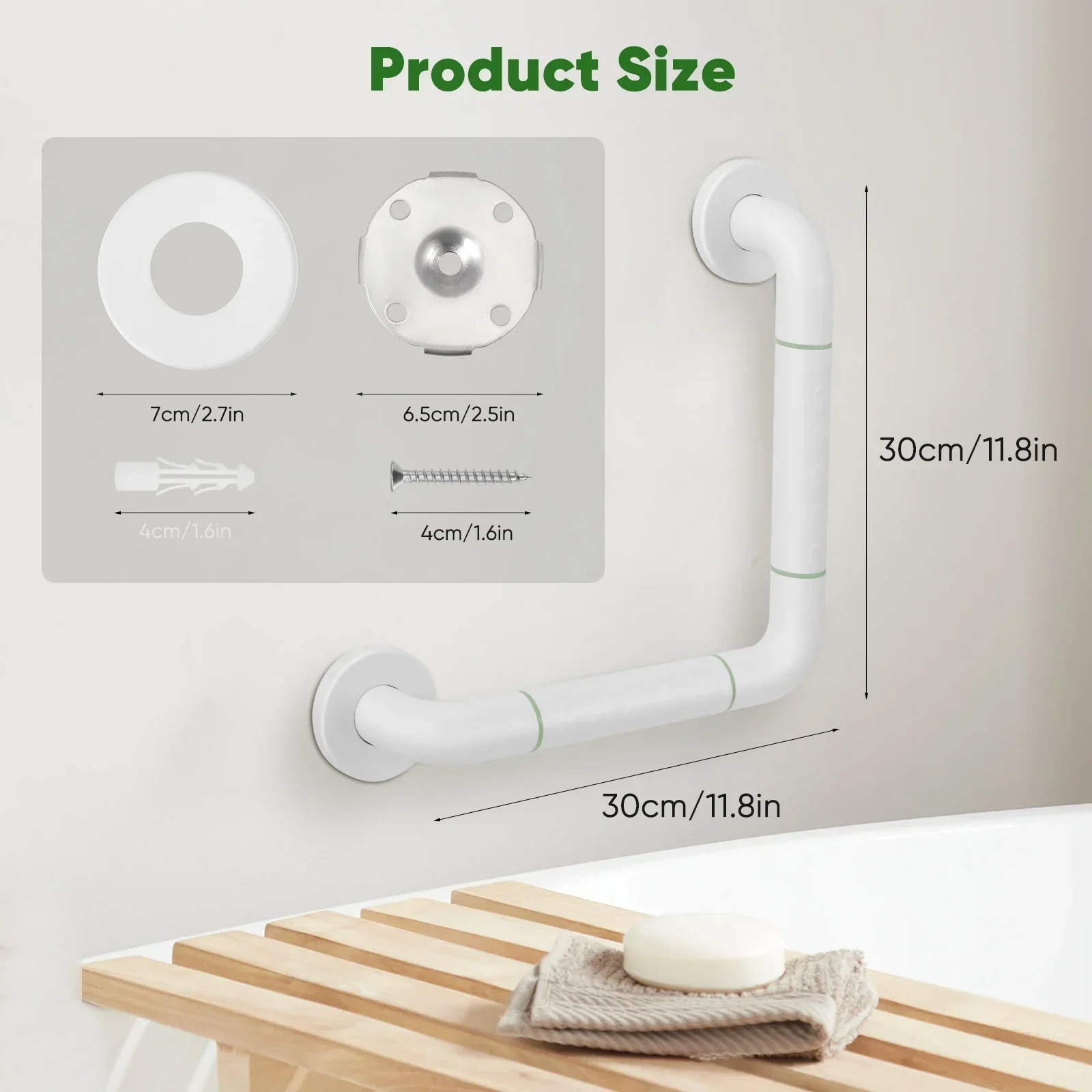L-shaped bathroom safety railing, handrail, elderly staircase handle, load-bearing stainless steel wall mounted bracket