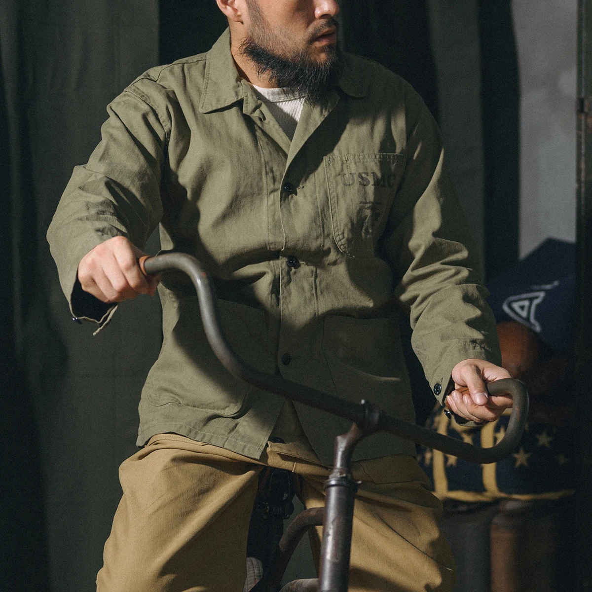 

Red Bronson USMC P4 HBT War Plaid Jaet Men's Spring Autumn Outerwear Long Sve Stand Fit Youth Inner Wear