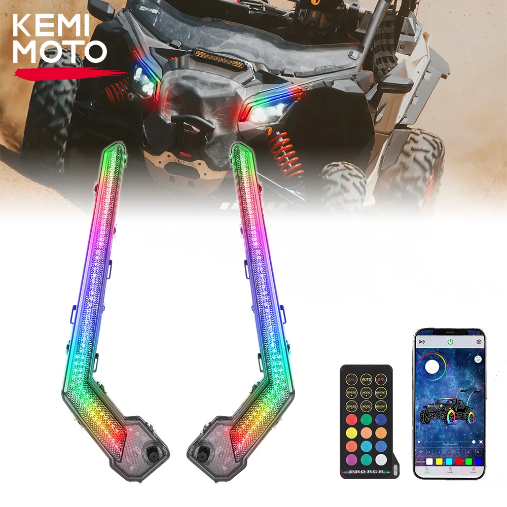 

RGB Front Signature Fang Lights For Can-am Maverick X3 Max R RR 4x4 XMR XDS XRC XRS DS RS Turbo DPS 900 HO 2017-2025 2/4 Doors