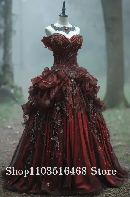 مخصص القوطية خمر عنابي فساتين لحضور الحفلات الموسيقية الفيكتوري الروكوكو صد مشد مطرز زين عصر النهضة فساتين السهرة الحرب الأهلية