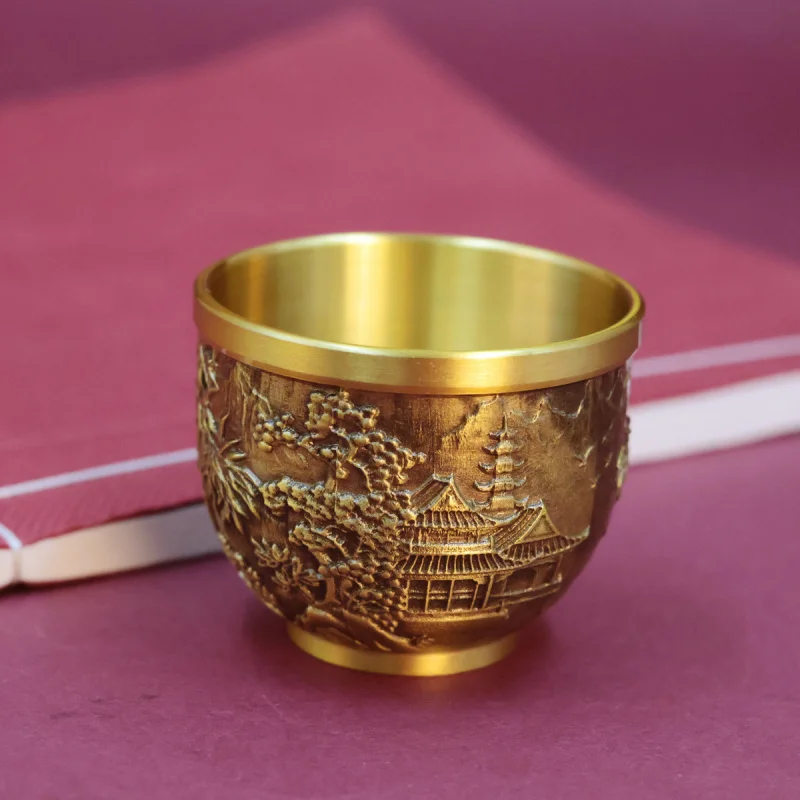 Brass Master Hundred Blessings Cup Wholesale Creative Copperware Wine Goblet Live Copper