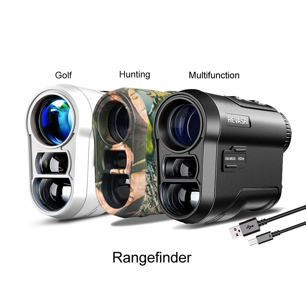 REVASRI Golf Laser Rangefinder 600M Telescope with Flag-Lock Slope Pin Distance Meter for 1000M Camouflage Hunting Monocular