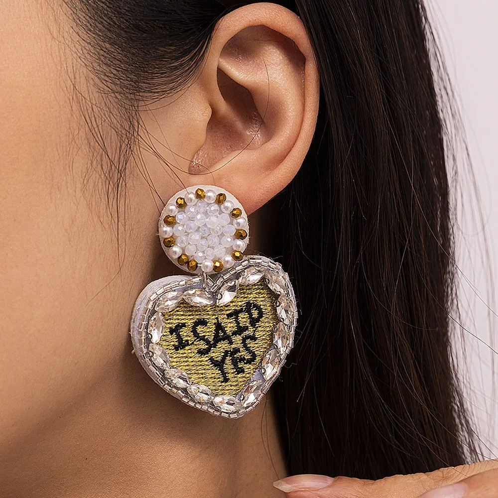 Handmade Wedding Bride Statement Earrings for Women Rhinestone Beaded Drop Dangle Earrings Party Bridal Wedding Jewelry Gifts