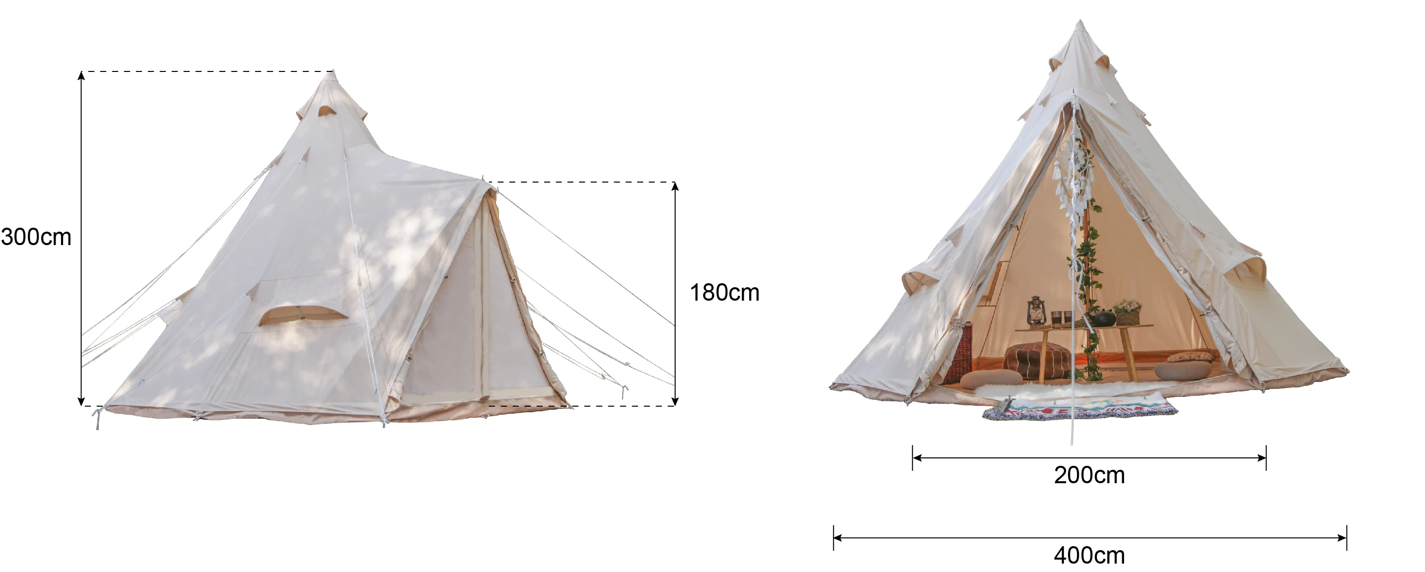 Płótno bawełniane dla dorosłych Teepee Yurt Glamping Tent Tipi Tent Wedding Indian Pyramid Family Camping Outdoor Tents