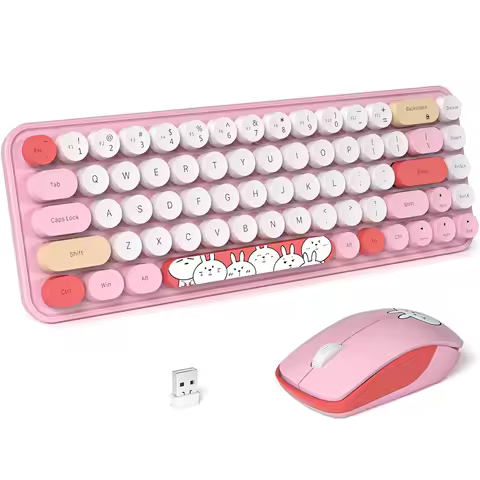 Mofii 2.4G Wireless Silent Keyboard Mouse Combo for Pc/Laptop/Desktop 68 Keys Multimedia Function Cute Keyboard Mouse Set