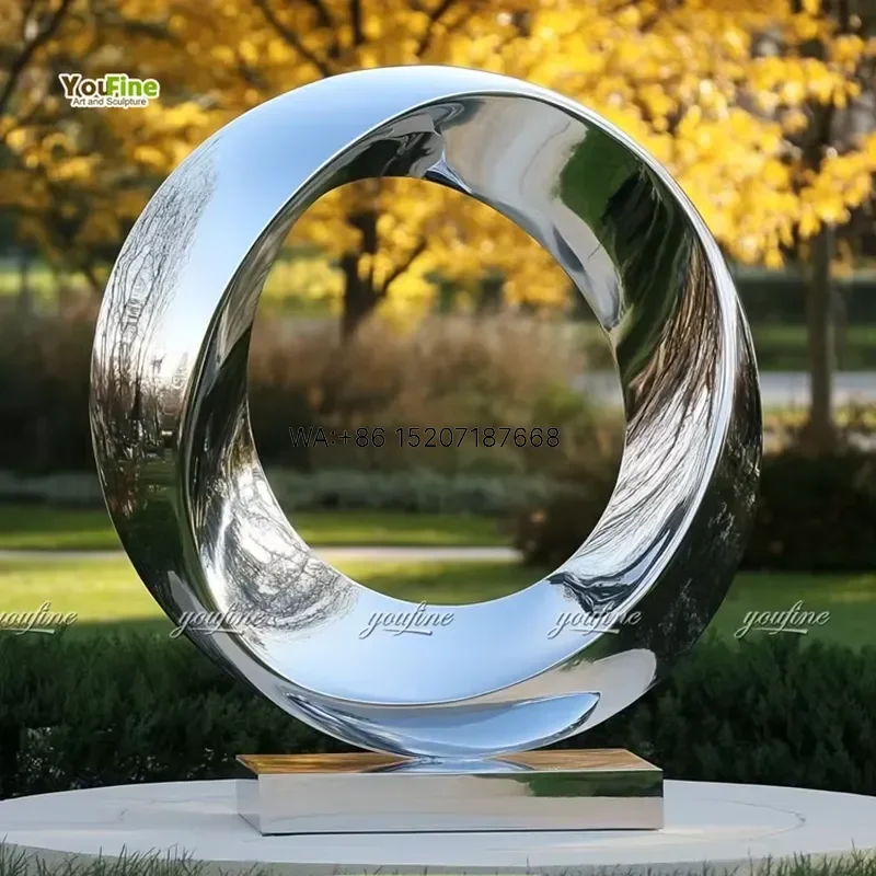 Wmwmnu Stainless Steel Mobius Torus Ring Sculpture Mirror Polished Reflective Outdoor Garden Park Landscape Art
