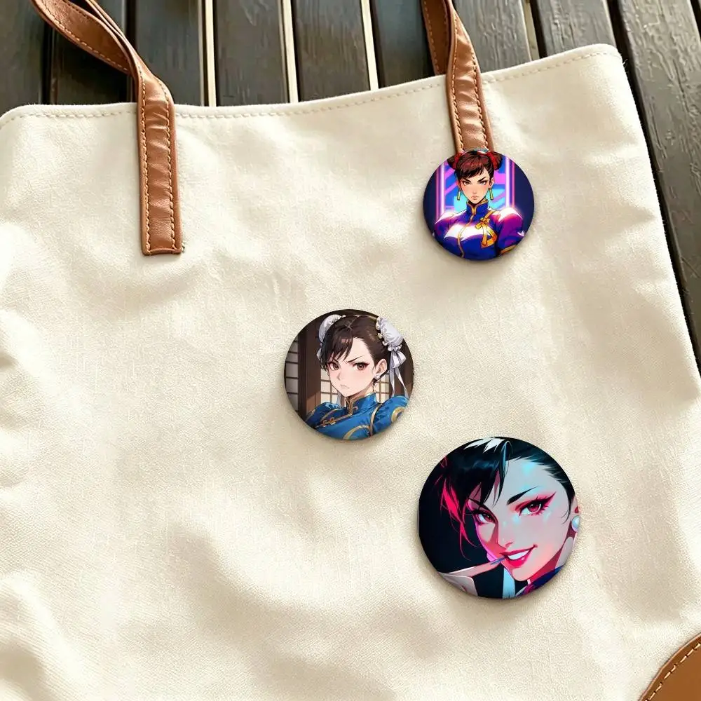F-Fighting Game Street Fighter Chun Li  25 32 44 58 75mm Badges Personalized Round Brooches Pins Accessory Gift