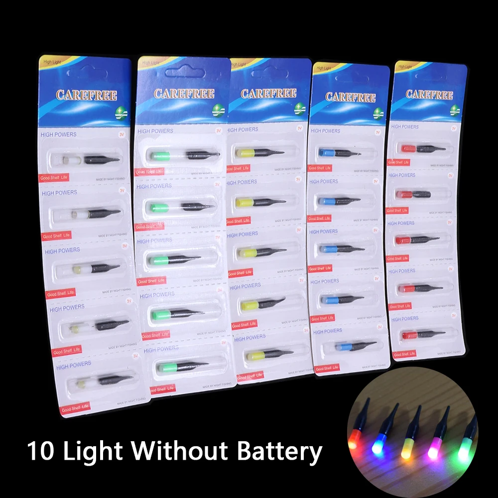 10 Stück LED-Elektronische Angelstopper ohne Batterie, Superhelle Nachtangel-Leuchtköpfe, Universelles Schwimmzubehör – Detail 1