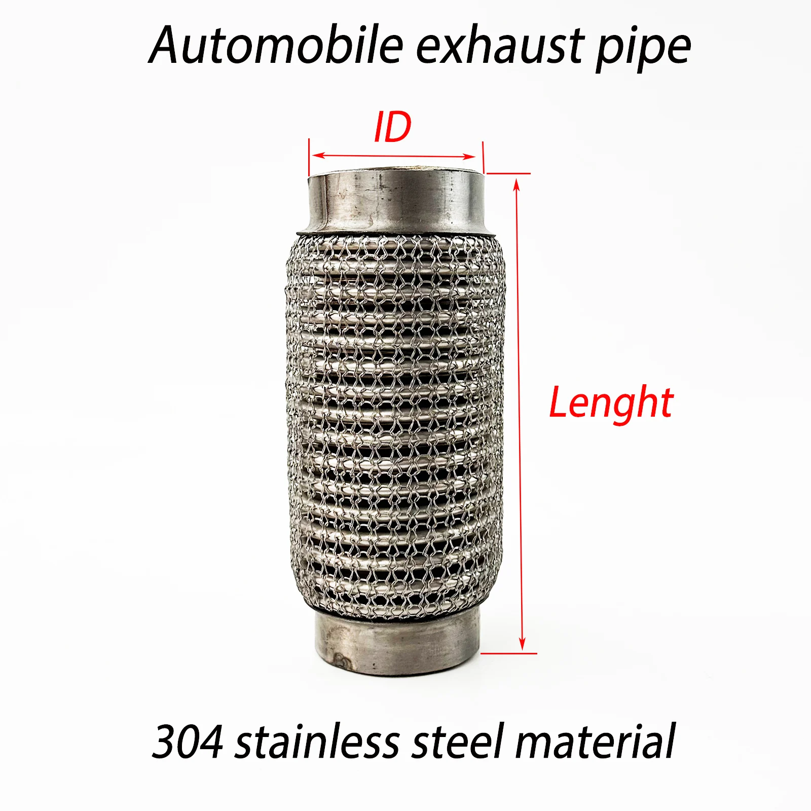 38/42/45/48/51/55/60/65/70/76/80/90/102mm Exhaust Tube Telescopic Flexible Connection Steel Mesh Bellows Stainless Steel Muffler