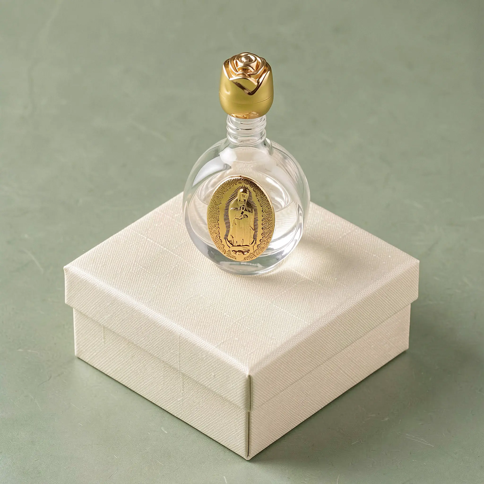 12Pcs Holy Water Bottles Embossed Rose Crystal Alloy Mini Glass Vial Portable Blessed Water Container First Communion Gifts
