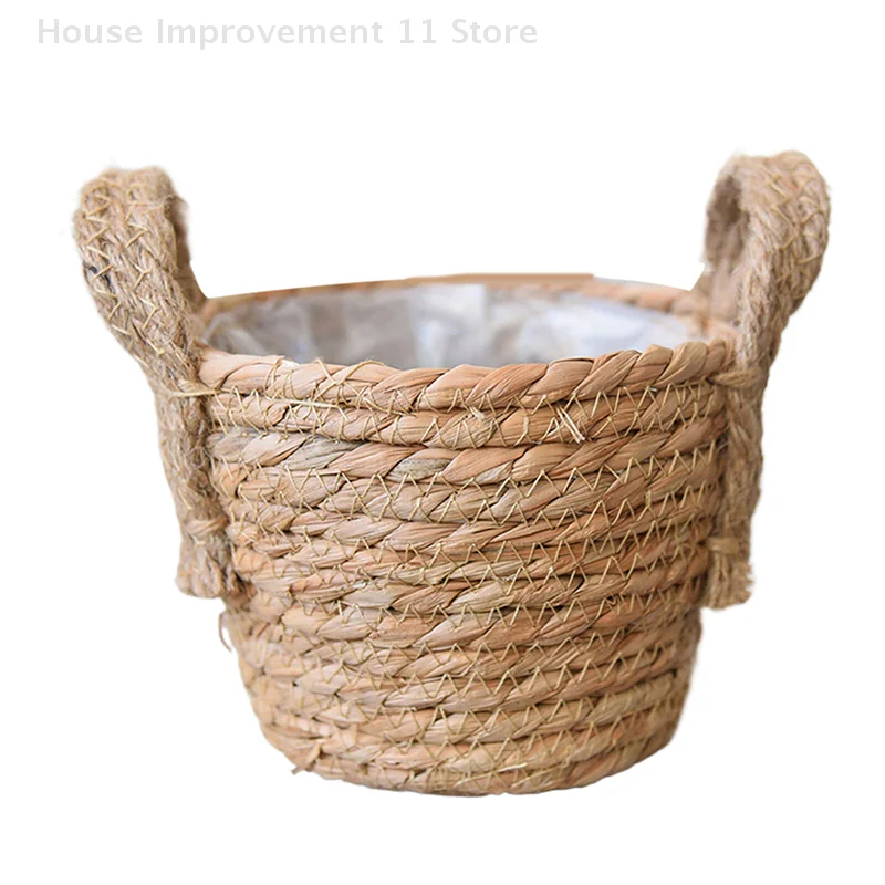 

Handmade Straw Woven Flower Pots, Straw Woven Storage Baskets, Flower Pots, Balcony Home Decoration