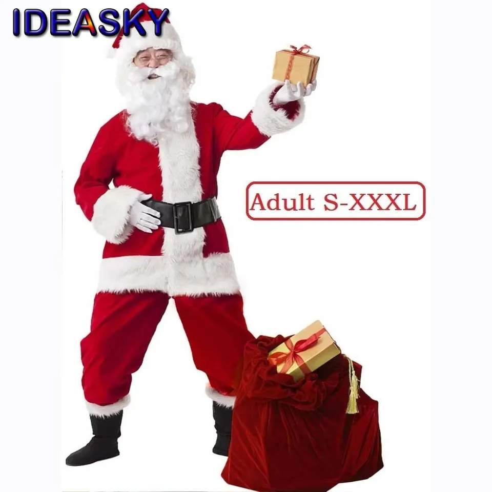 Santa Claus Costume for Adults Men Women Christmas Carnival Cosplay Red  Plus Size Suit adult Fancy Costumes Party full set - AliExpress 200000532