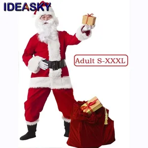 زي سانتا كلوز للبالغين الرجال النساء كرنفال عيد الميلاد تأثيري أحمر بالإضافة إلى حجم بدلة الكبار يتوهم أزياء الحفلات مجموعة كاملة أعلى 6 مبيعات زي سانتا كلوز مثير - رقم 4