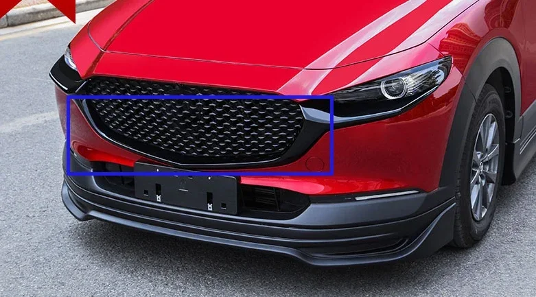Dla Mazda CX30 CX-30 2020-2022 ABS Bright Black Car Front Bumper Racing Grills Mesh Grille Around Cover Trim Akcesoria samochodowe — zdjęcie 5