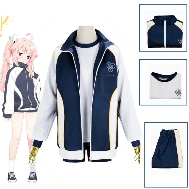 Anime Blue Archive Cosplay Costume Iochi Mari Hanekawa Hasumi Women Gym Sport Costume Party Uniform Coat Top Shorts Suit OI538