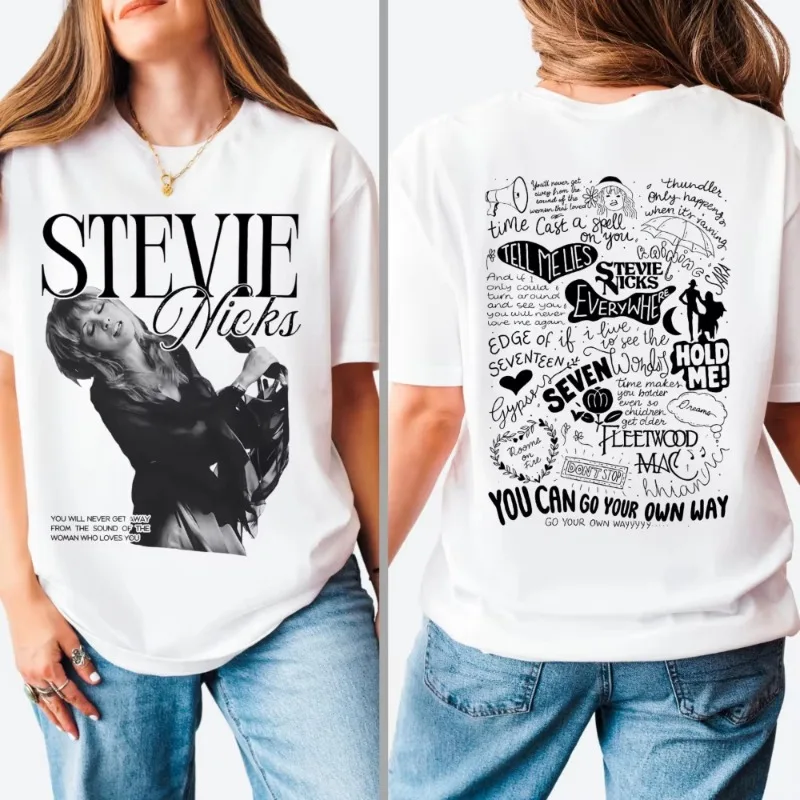Stevie Nicks Shirt Vintage Concert T-shirt Lover Gift Rock Band T-shirt Short Sleeved Shirt Suitable for Both Men and Women