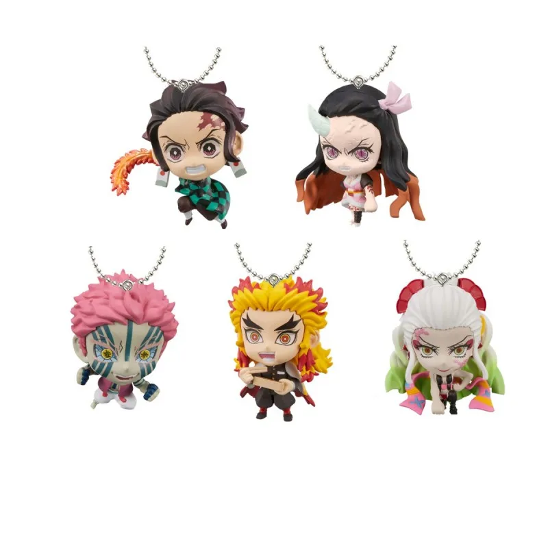 Demon Slayer: Tanjiro, Nezuko, Yanzhu, Yiwoza, muñeca de Anime, muñeca móvil, encanto, colgante, 5 cajas de juguetes de huevo, Japón