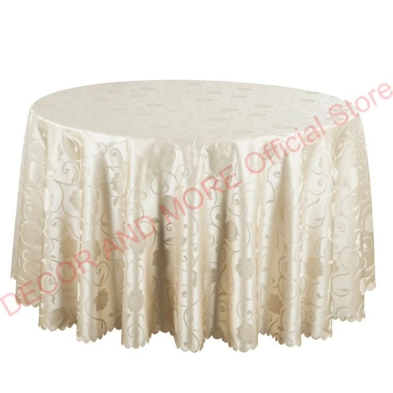 ng Hotel Table Cloth Square Beige Gold White Jacquard Tablecloths Decor Home Dining Round Table Covers Wholesale