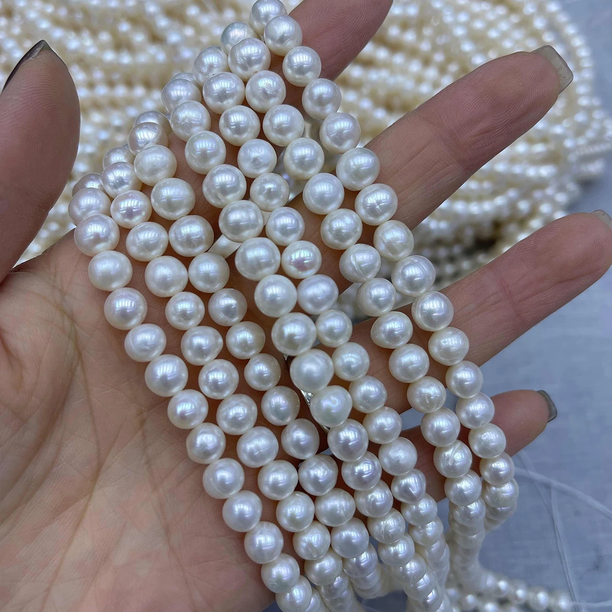 

New Good Luster Natural Freshwater Pearl Near Round Beads Charms for DIY Women Men Necklace Bracelets Jewelry Making Accessories