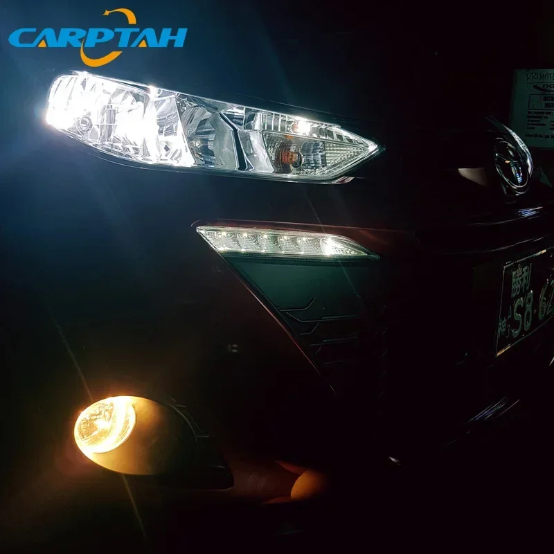

Car LED 12v Daytime Running Light For Toyota Yaris 2017 2018 2019 Auto DRL Daylights Dynamic Yellow Turn Signal Driving Lamps