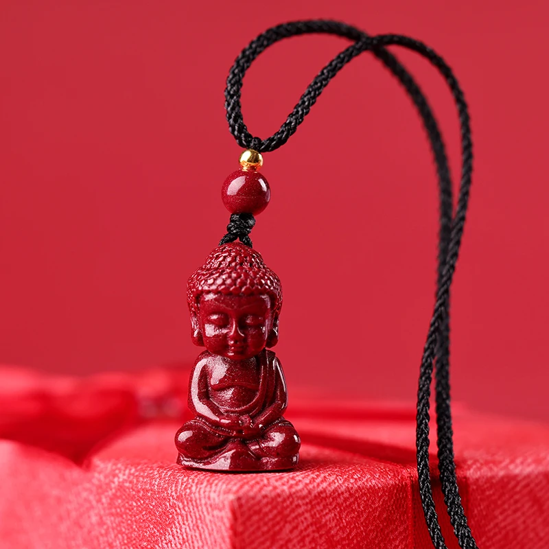 Natural Raw Ore Purple Gold Sand Hanging Piece Pendant Cinnabar Baby Buddha Pendant Lanyard Body Protection Jewelry Female This image 2
