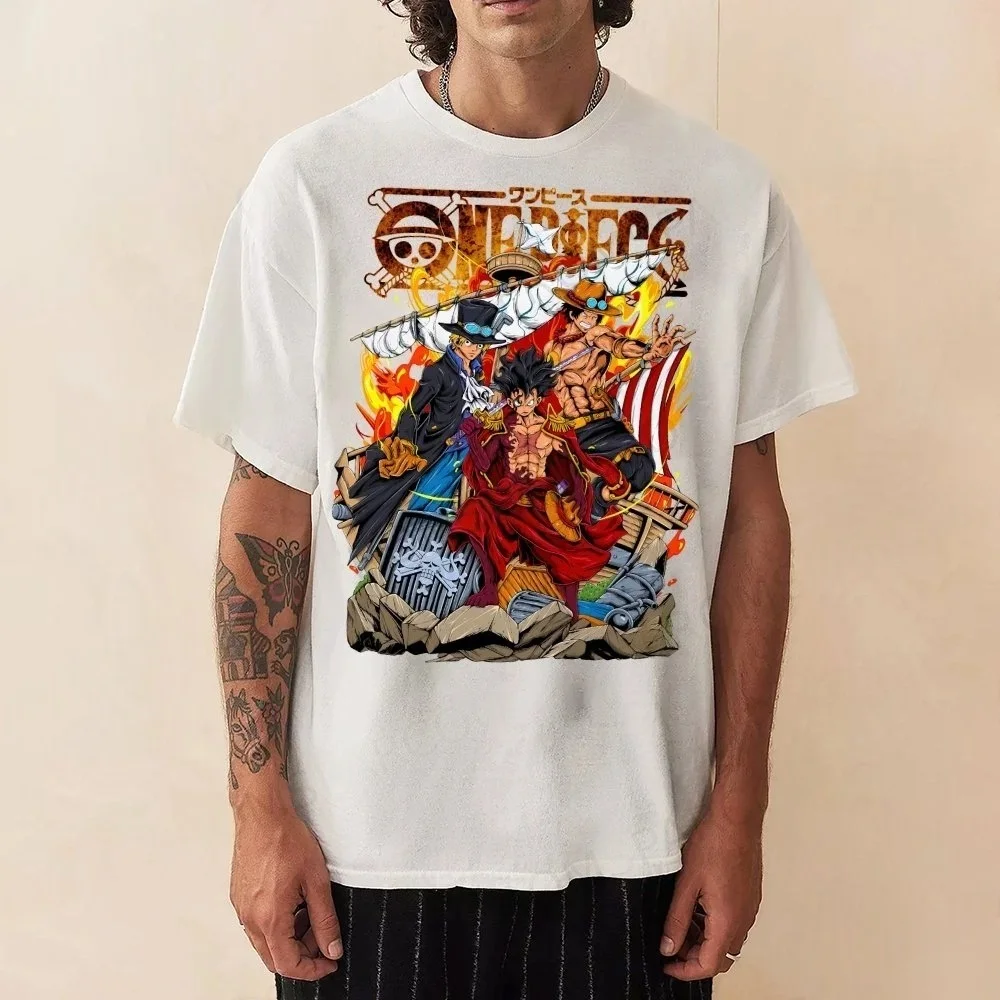 Цельная мужская футболка Monkey D. Luffy Portgas D. Ace, летняя аниме-осенняя детская футболка с короткими рукавами для мальчиков, повседневная одежда для родителей и детей