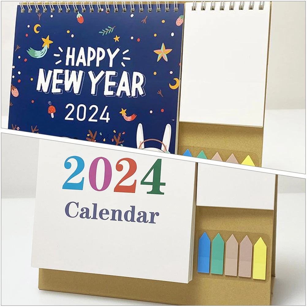 

2024 Multifunctional Desk Calendar Thick Paper Office Planner Notepad Decorative Home Furnishing Tabletop Calendar Monthly