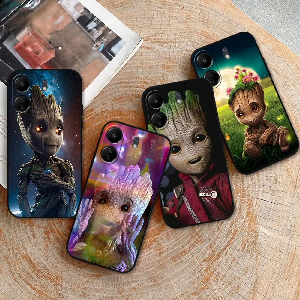 

Marvel Cute Funny Baby Iam Groot Case For Redmi 14C 13C 12 12C 10 10C 9 9A 9C 8 8A 7A A2Plus A1 K60 K40 Ultra Pro 5G Black Cover