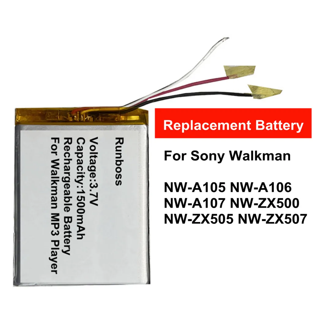 1500mAh MP3 Player Battery For Sony Walkman NW-A35 NW-A45 NW-A46