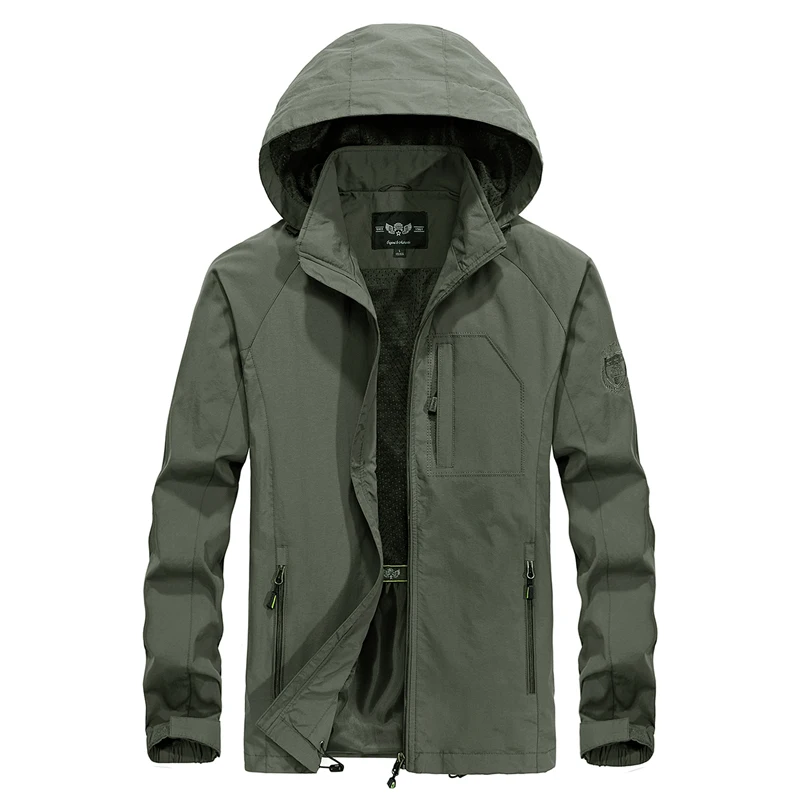 Fashion Men\'s Casual Windbreaker Jackets Hooded Jacket Man Waterproof Outdoor Soft Shell Winter Coat Clothing Warm Plus Size