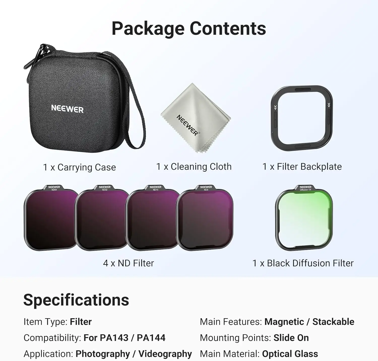 NEEWER ND Filter Set für PA143/PA144 Telefonkäfig, Neutral Density ND8/16/32/64 Filter Kit kompatibel mit iPhone 17 Pro/Pro Max – Detail 7