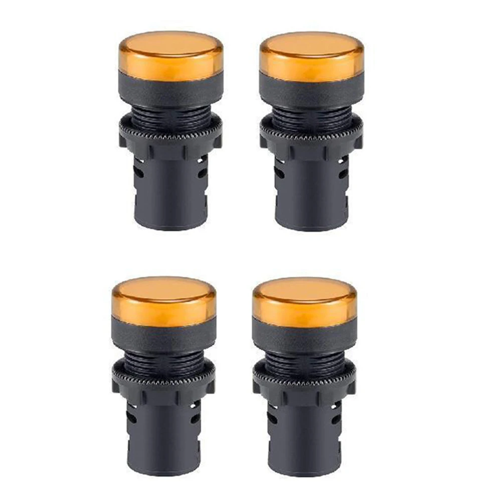 Mühelos und einfach zu installieren, 4 Stück, 22 mm, LED-Anzeigefeld, Lochmontage, Lichtsignal, 220 V AC (rot, grün, blau, gelb)