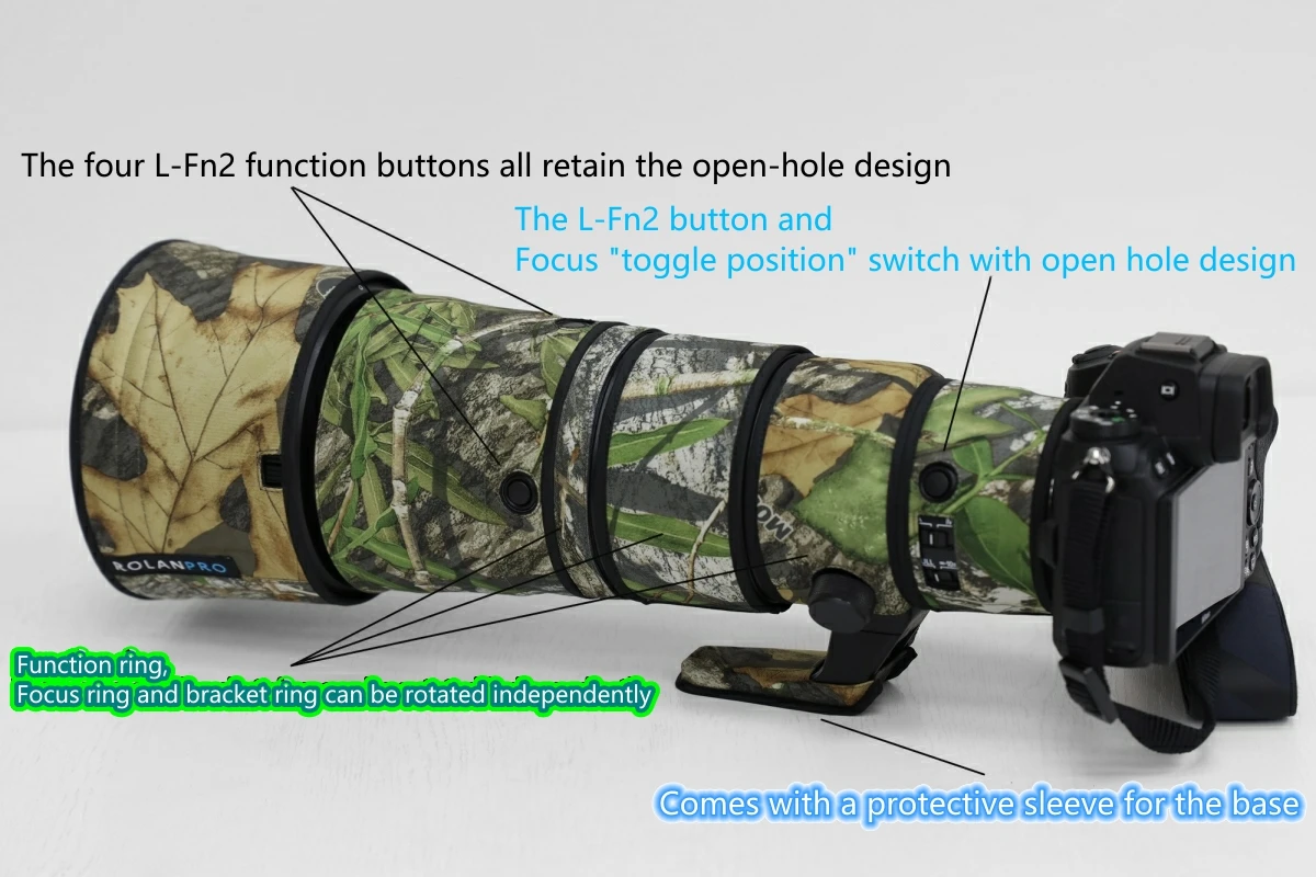 ROLANPRO Lens Coat For Nikon Z 600mm F6.3 VR S Waterproof Protective Case Camouflage Rain Cover NIKKOR Z600 f/6.3 Guns Sleeve