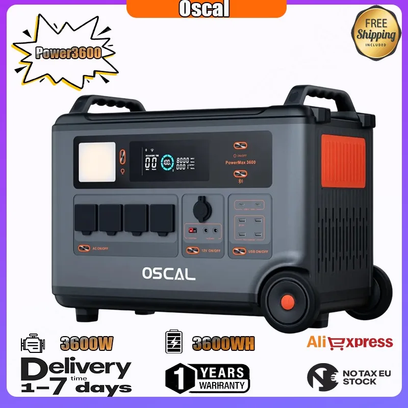 Oscal Powermax3600Station de recharge Portable 3600WH3600W générateur solaire maison extérieure CampingEmergence sauvegarde centrale électrique Mobile