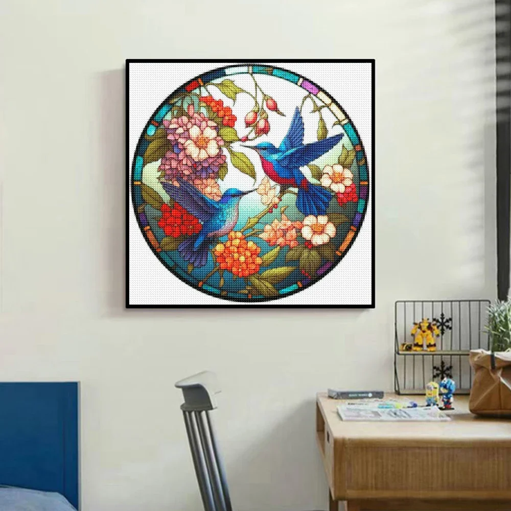 5D DIY Diamond Painting Colored Glass Flower Embroidery Round Diamond Mosaic Animal Cross Stitch Art Home Decoration Gift