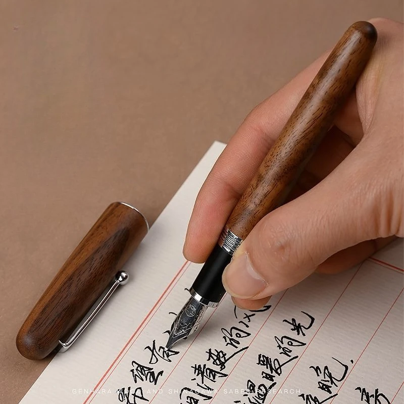 Jinhao 3.0m Extra Large Double-layer Long Knife Hand Polished Pen Tip+wooden Fountain Pen Tiger Skin Pattern Calligraphy Ink Pen
