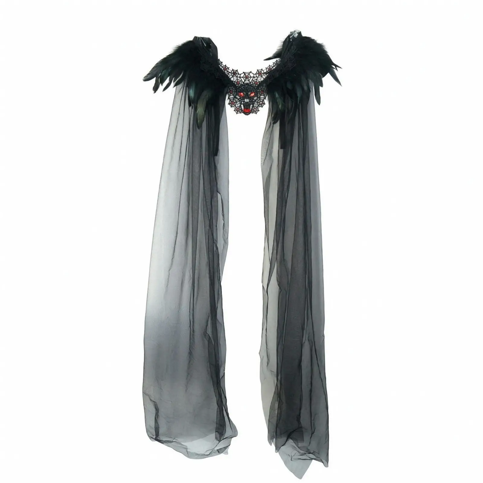 Shoulder Cape with Feathers Feathered Gothic Cape with Cranium Draping Accessory